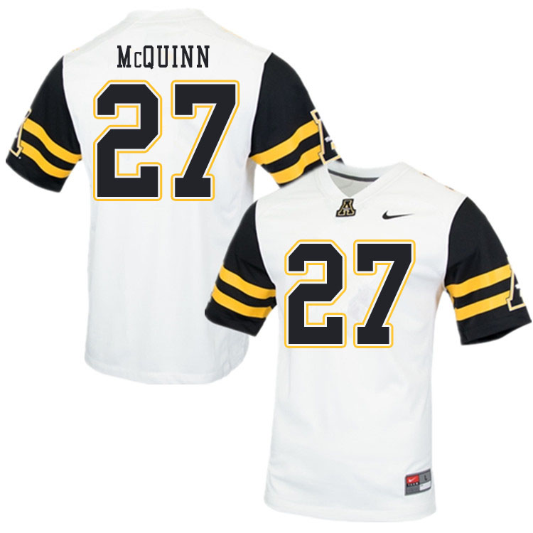Men #27 Matthew McQuinn Appalachian State Mountaineers College Football Jerseys Sale-White